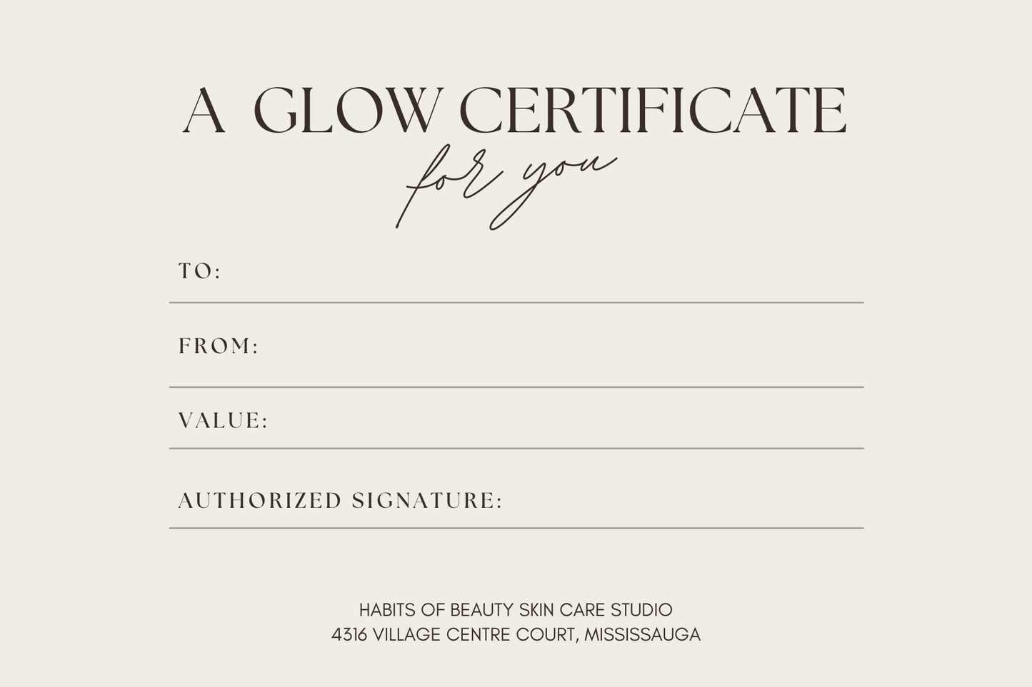 $100 Glow Certificate